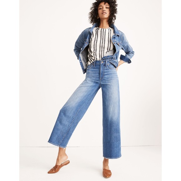 Madewell Denim - Madewell Wide-Leg Crop Jeans in Finney Wash